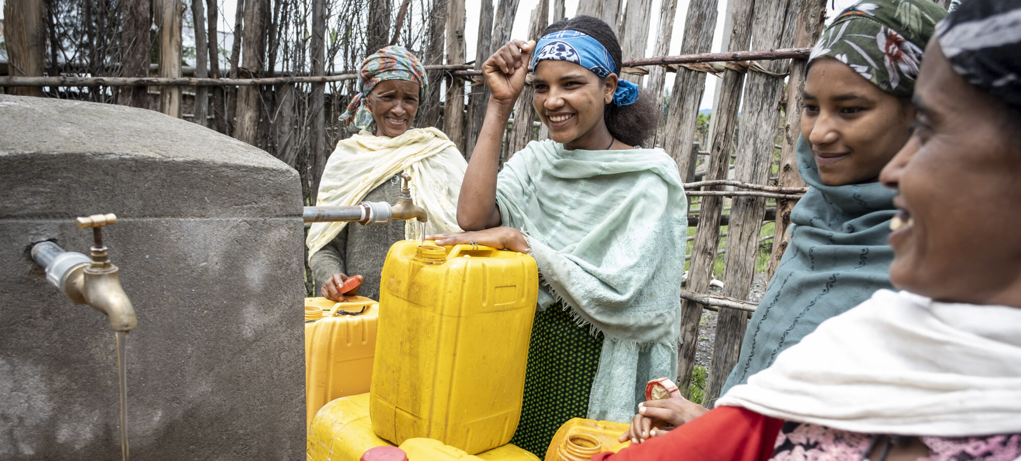 Happy women with fresh water