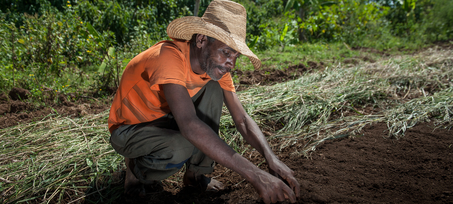 Farmer working in the fields in the Dano project area