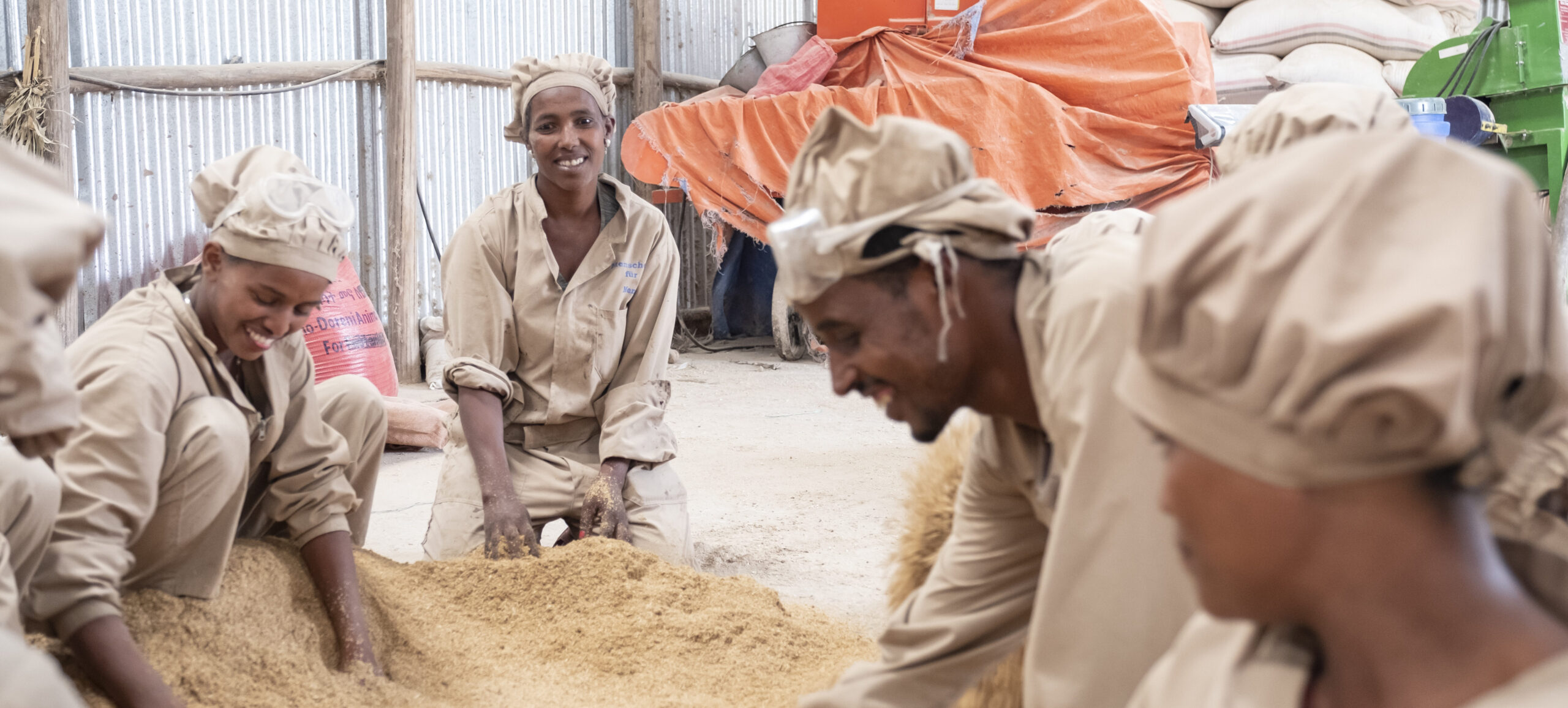 Young people work at the Green Innovation Centre in the Dano project area