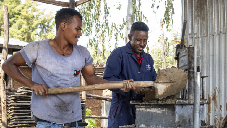 Foundation of a brick production by young people