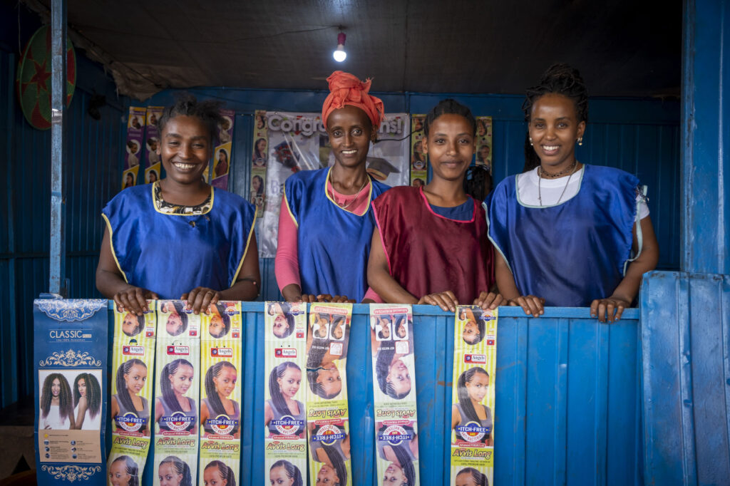 Hairdressers salon, founded by young women