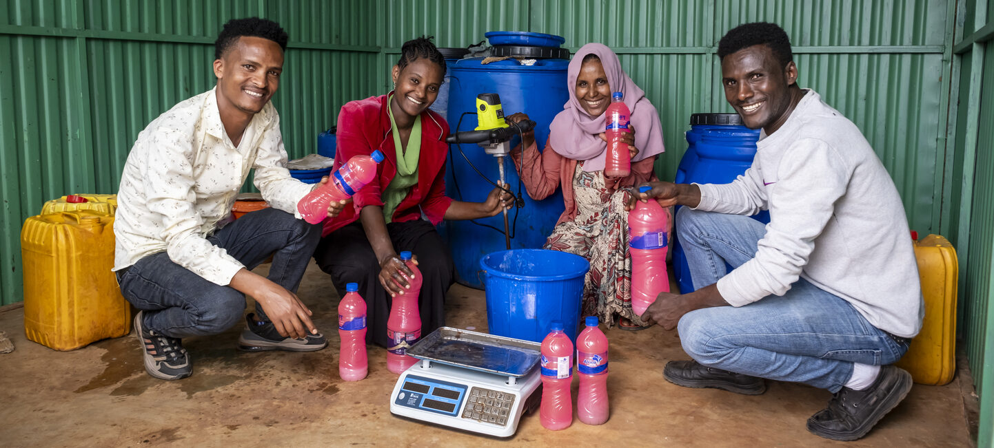 Young adults are producing soap in their own business