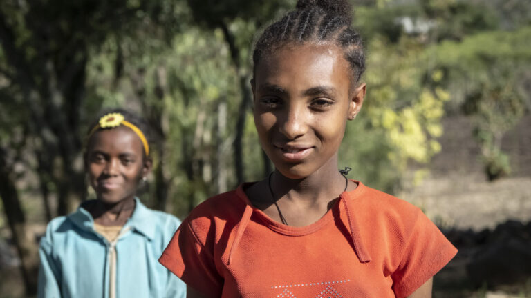 Two girls in the Borena project area