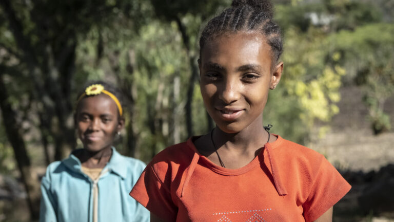 Two girls in the Borena project area