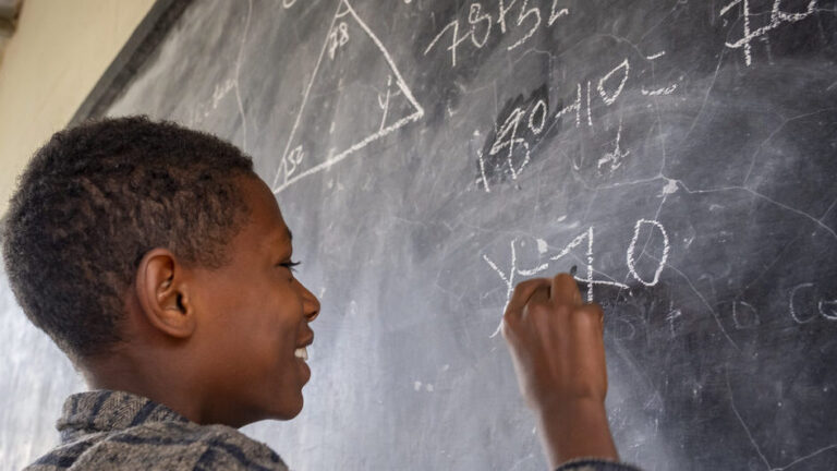 Students at a primary school in Nono Benja