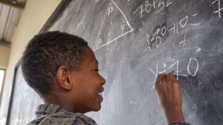 Students at a primary school in Nono Benja