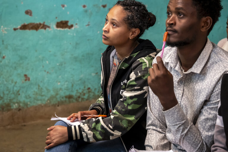 Midwife attending a training at Lasho Health Centre.