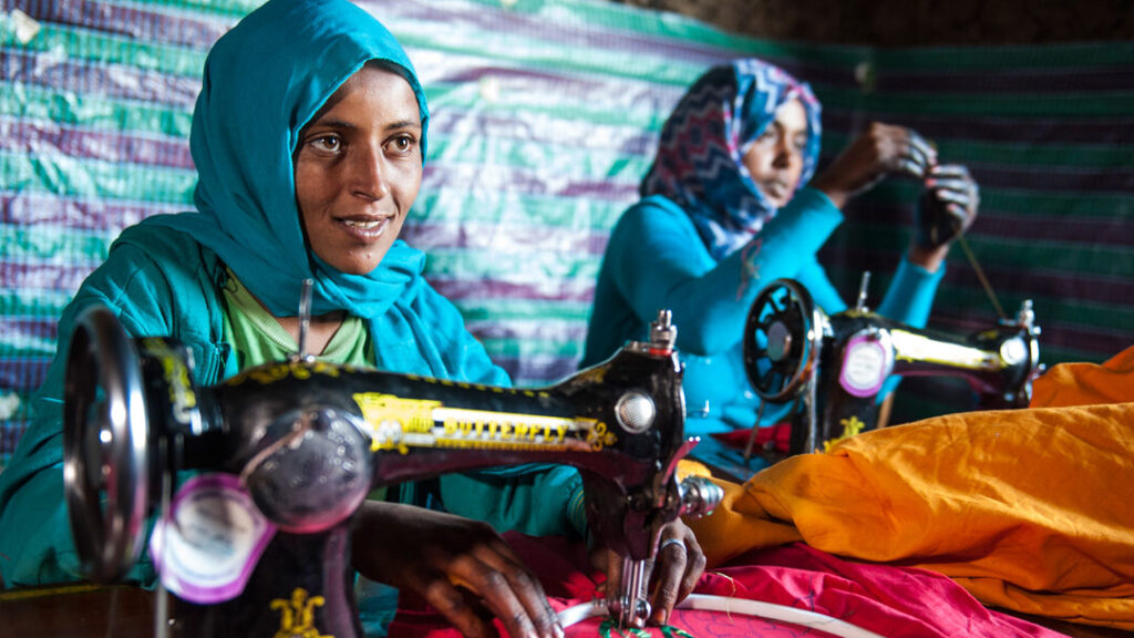 In craft classes, women can learn to sew, among other things