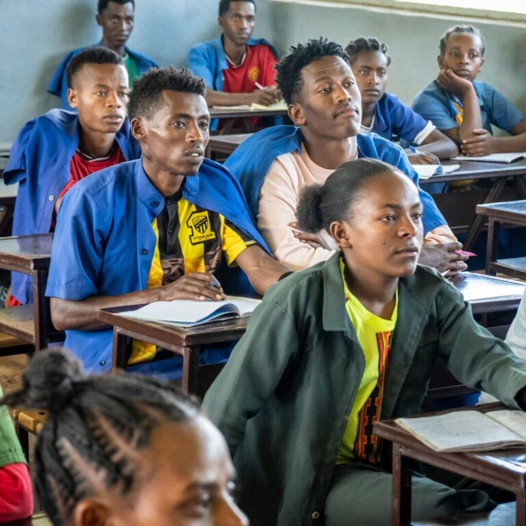 Students sitting in a classroom